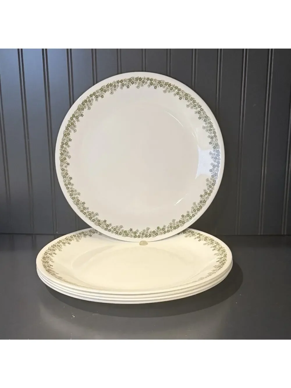 Corelle Spring Blossom Green Crazy Daisy Dinner Plates 10.25” Lot-5 VINTAGE EUC - Picture 1 of 4